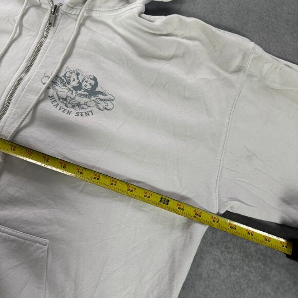 Brandy Melville Heaven Sent Zip Hoodie Angel Graphic Cream - Size: One Size - Picture 4 of 7